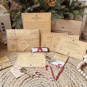 KALĖDŲ SENELIO DĖŽUTĖ TRIMS VAIKAMS: LAIŠKAS + MAGIŠKI PRIEDAI